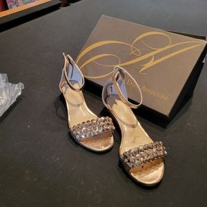 Enzo Angelini beautiful light pink Wedge rhinestone sandal.